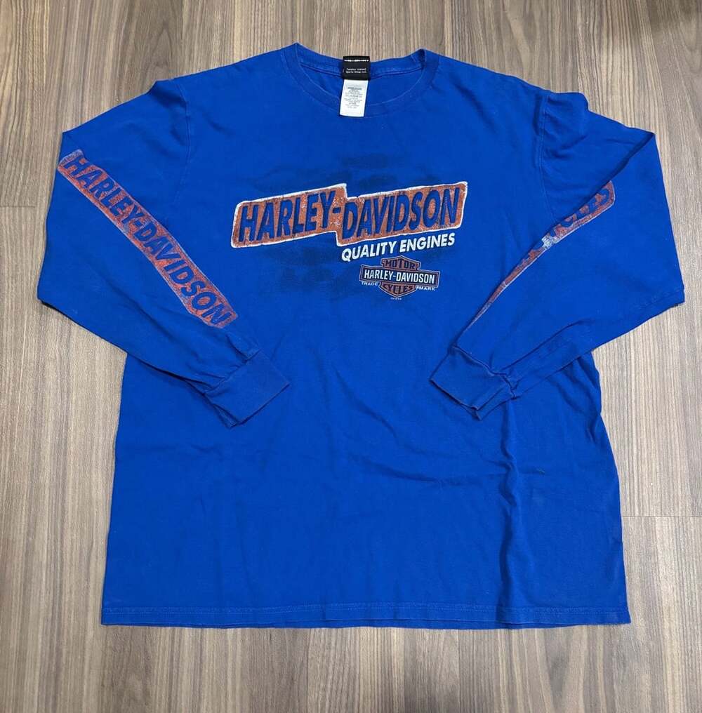 Harley-Davidson Long Sleeve Shirt Size 2XL Blue Lynchburg Tennessee